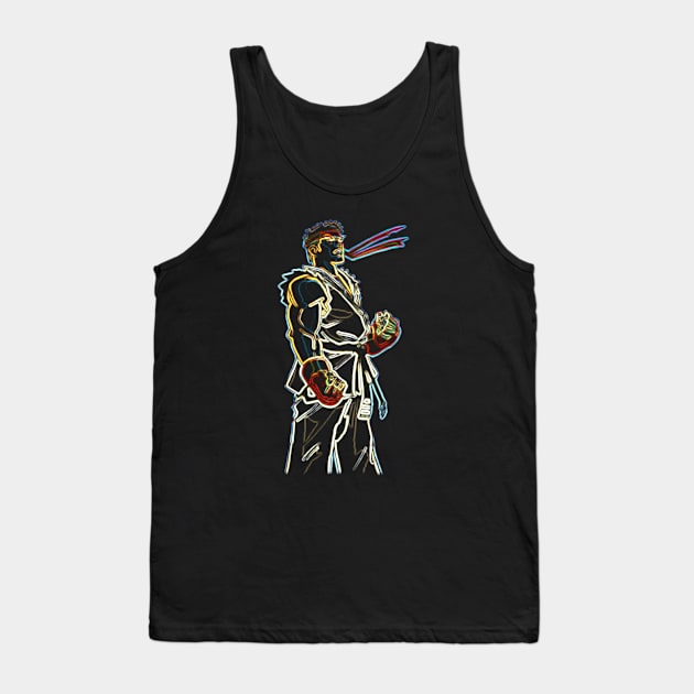 Karate Man Neon Tank Top by enchantingants